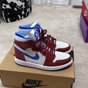 Nike Air Jordan 1 Mid Sneakers - White, Red & Blue